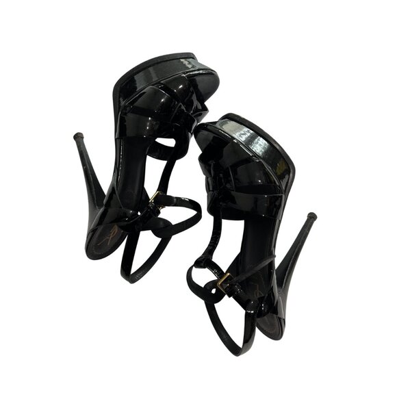 Yves Saint Laurent Tribute 105 Slingback Sandals in Nero Vitello Vernice Soft - Picture 6 of 8